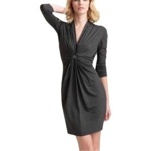 NWT SHOSHANNA Blue Green Silk Knot Twist V Neck 3/4 Sleeves Knee Length Dress, 6